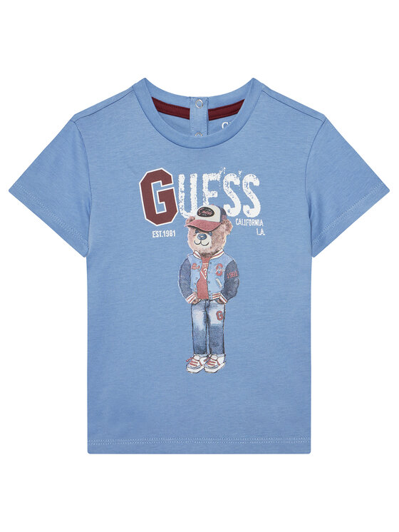 Guess Guess Tricou N5YI22 K8HM4 Albastru Regular Fit