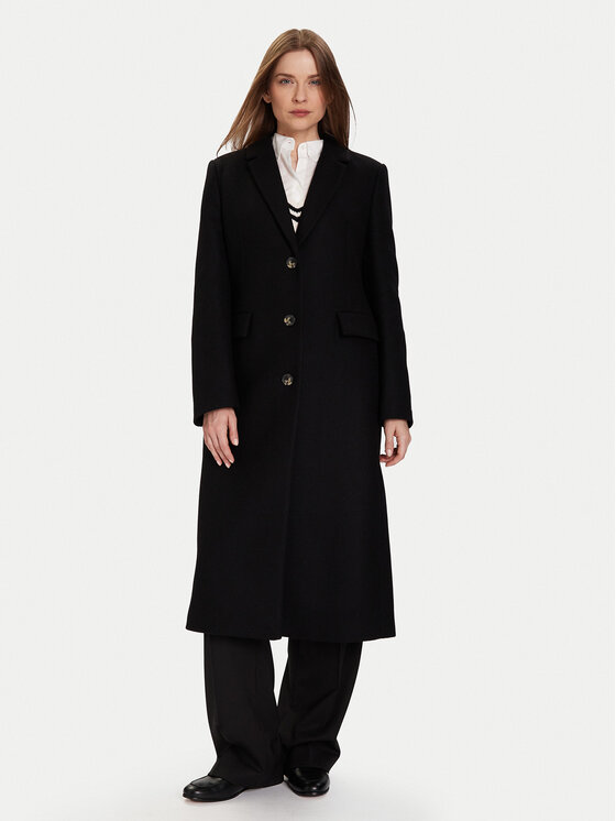 Tommy Hilfiger Tommy Hilfiger Vlněný kabát Classic WW0WW47445 Černá Regular Fit