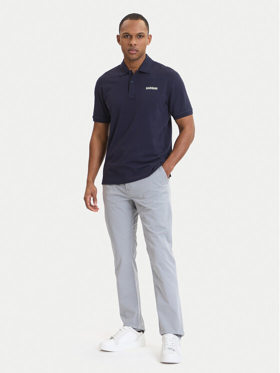 Napapijri Napapijri Тениска с яка и копчета E-Small Box NP0A88TQ Тъмносин Relaxed Fit