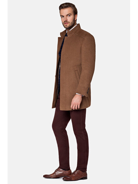 Lancerto Lancerto Płaszcz wełniany Camilo KU998217000001 Brązowy Regular Fit