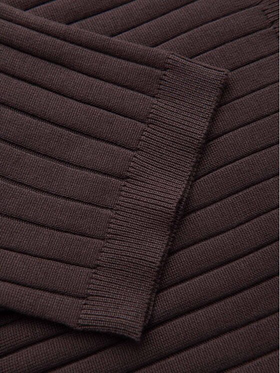 Ombre Ombre Polo OM-POSS-0180 Brązowy ciemny Slim Fit
