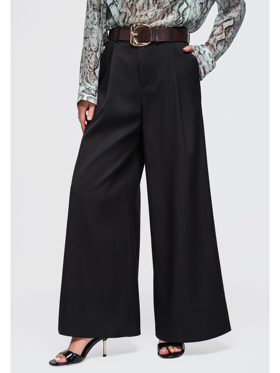 Ombre Ombre Spodnie materiałowe OW-PA-E0019 Czarny Relaxed Fit