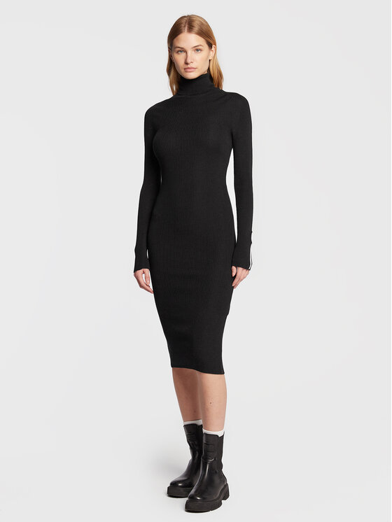 Iceberg Rochie tricotată 22II2P0AH027010 Negru Slim Fit
