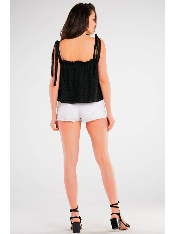 Awama Awama Bluzka A436 Czarny Basic Fit