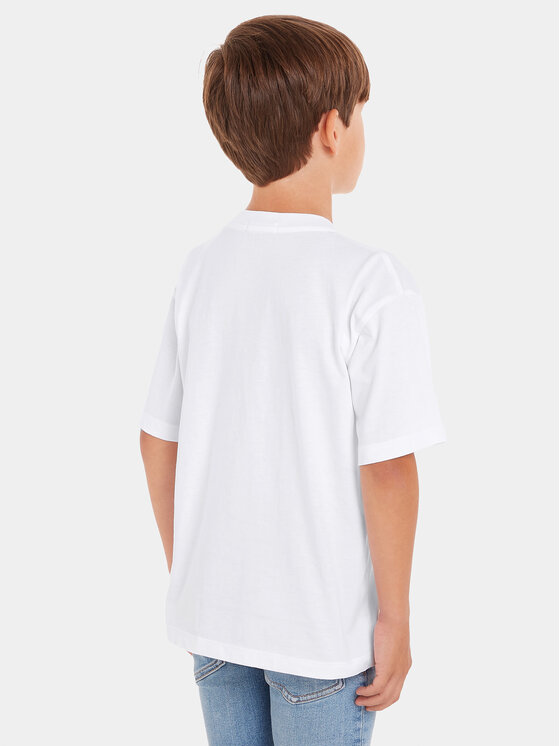 Calvin Klein Jeans Calvin Klein Jeans Marškinėliai Inst Ck Aop IB0IB02106 Balta Boxy Fit