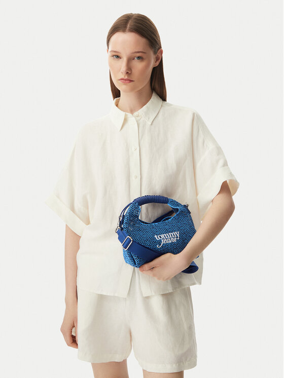 Tommy Jeans Geantă Tjw Summer Crochet Crossover AW0AW18779 Albastru