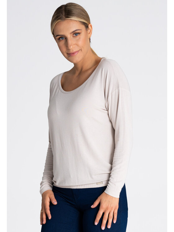 FIGL FIGL Bluzka M981 Beżowy Regular Fit