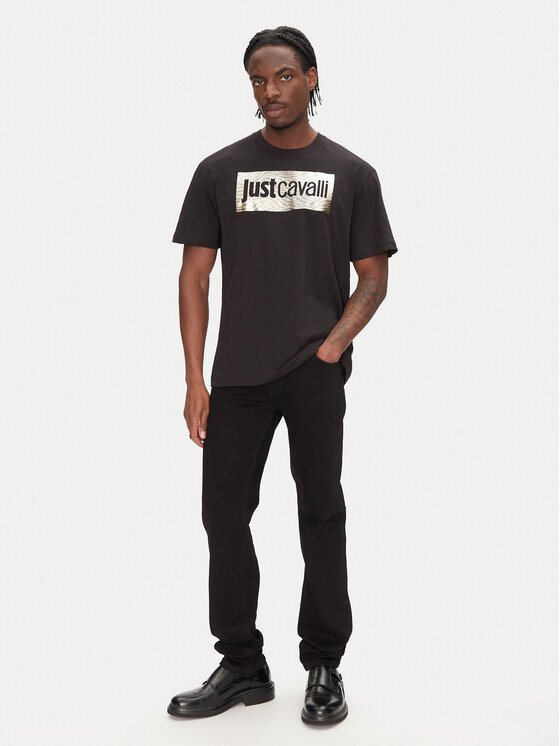 Just Cavalli Just Cavalli Traperice 78OAB5S0 Crna Slim Fit
