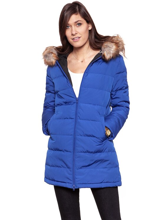 Wrangler Wrangler Kurtka damska LONG PUFFER Niebieski Slim Fit