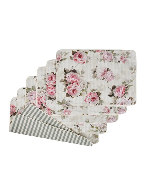 Roseberry Home Roseberry Home Podkładka na stół dwustronna Roselle & Stripes Różowy