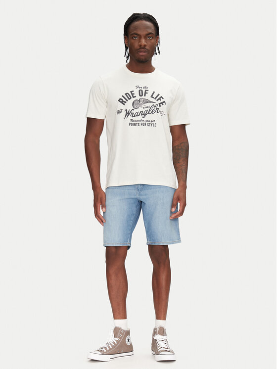 Wrangler Wrangler Tričko Americana 112362791 Écru Regular Fit