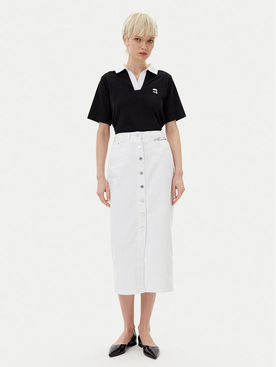 KARL LAGERFELD KARL LAGERFELD Fustă de blugi A2W12020 Alb Regular Fit