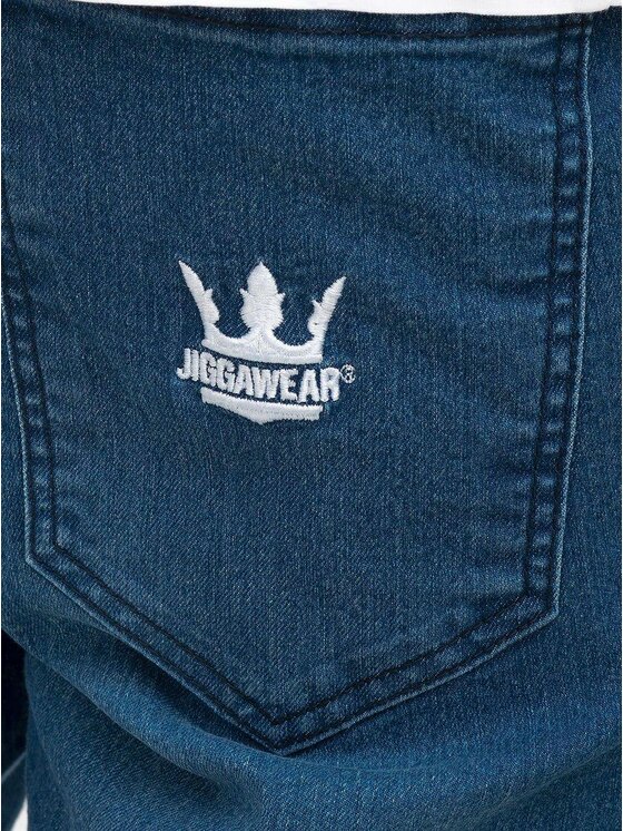 Jigga Wear Jigga Wear Spodnie materiałowe Spodnie Jeansowe Jogger Ze Ściągaczem Męskie Niebieskie Jigga Wear Crown 2XL Niebieski Regular Fit