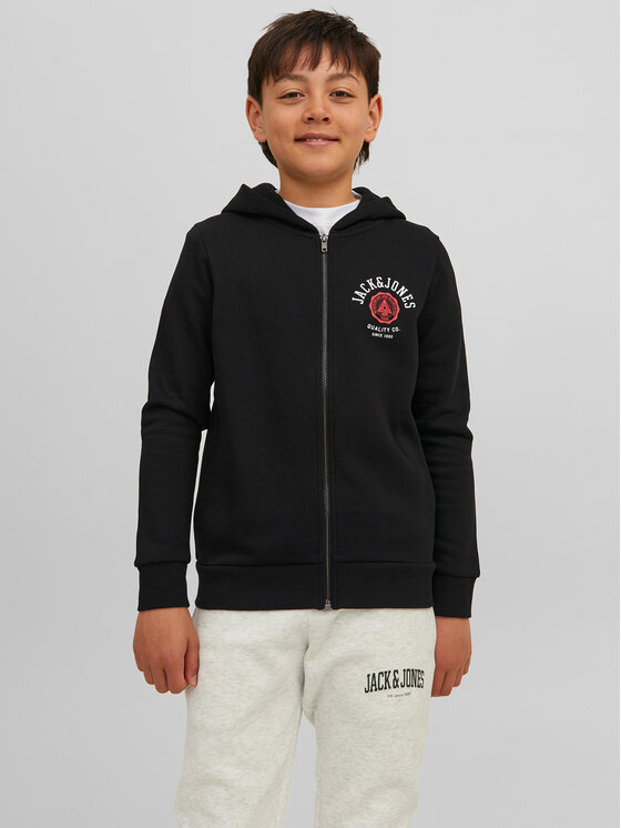 Jack&Jones Junior Džemperis ar kapuci 12218049 Melns Regular Fit