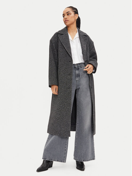 Calvin Klein Jeans Vlnený kabát J20J224618 Sivá Relaxed Fit