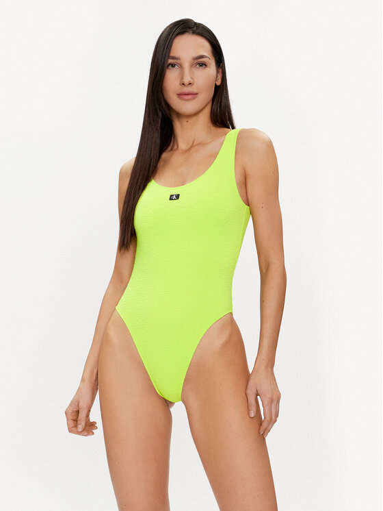 Calvin Klein Swimwear Peldkostīms KW0KW02401 Zaļš