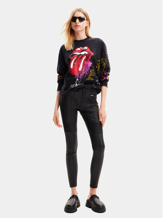 Desigual Desigual Majica dugih rukava The Rolling Stones 24SWSK39 Crna Regular Fit
