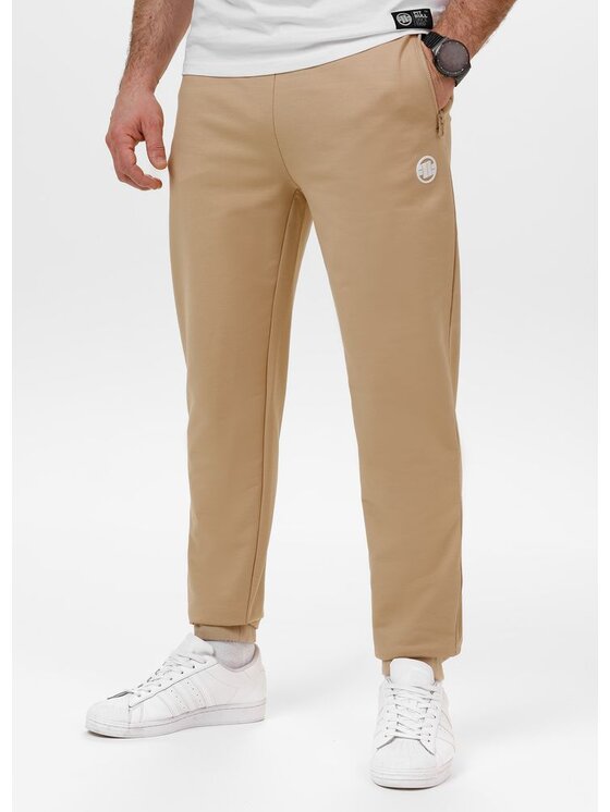 PITBULL PITBULL Spodnie dresowe SMALL LOGO NUGGET Beżowy Regular Fit