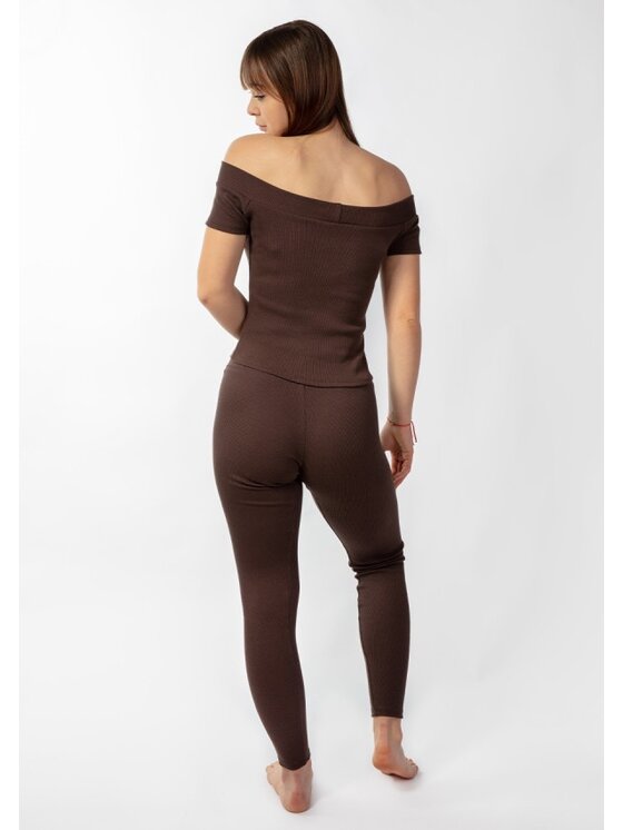 DKaren Sport DKaren Sport Komplet bluzka i spodnie Bayo Brązowy Slim Fit
