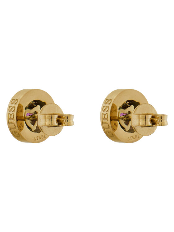 Guess Orecchini A Cerchio In Ottone Per Donna - Colore Rosa - Chiusura A Pressione