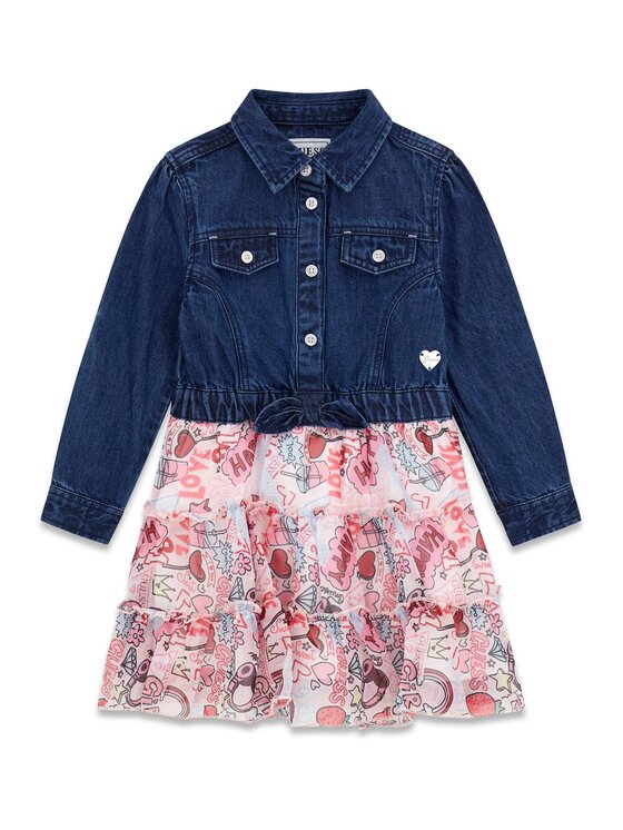 Guess Kids Guess Kids Sukienka codzienna 183396 Niebieski Classic Fit