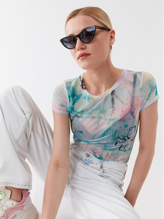 Guess Guess Tričko W3YI70 KBAH2 Modrá Slim Fit