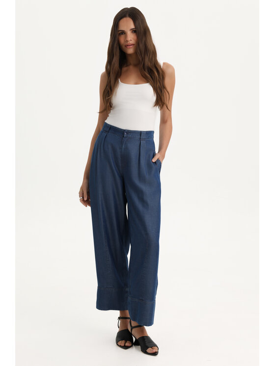 Deni Cler Milano Deni Cler Milano Spodnie materiałowe W-DC-5241-F2-I1-58-1 Granatowy Loose Leg