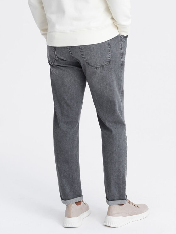 Ombre Ombre Jeansy OM-PADP-0161 Szary Slim Fit