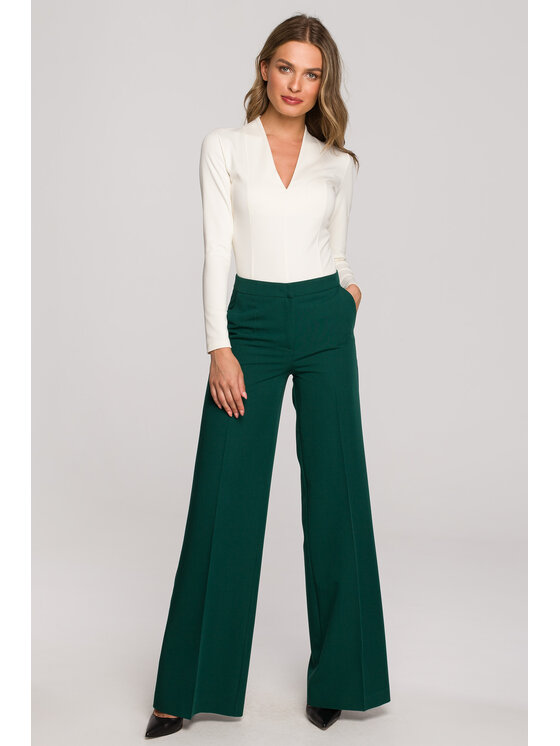 Stylove Stylove Kalhoty z materiálu S311 Zelená Regular Fit