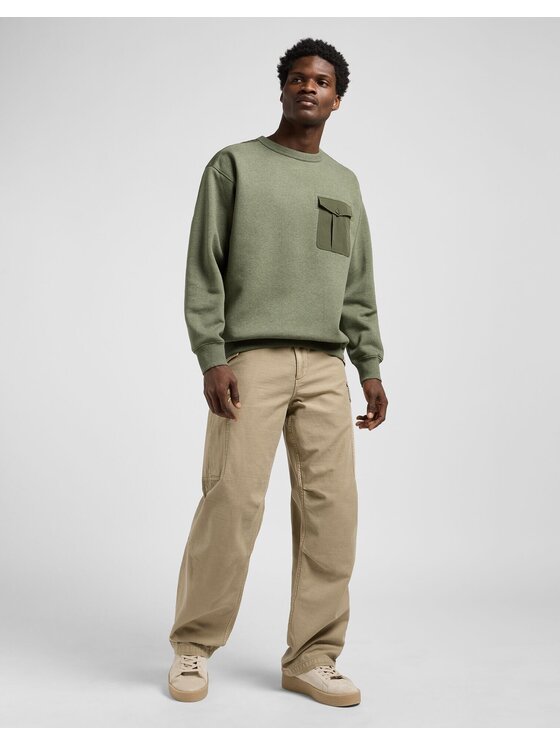Lee Lee Bluzka UTILITY CREW SWS Zielony Relaxed Fit