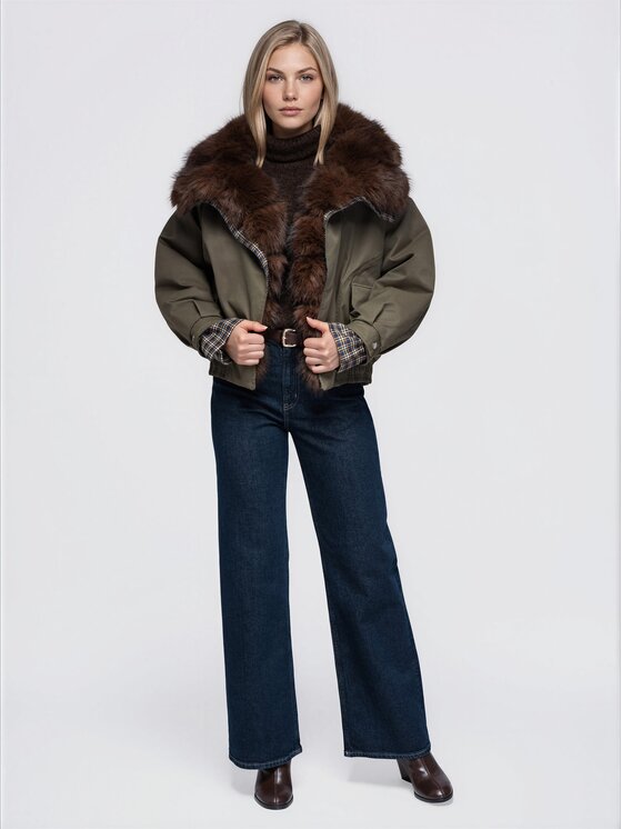 Ombre Ombre Kurtka przejściowa OW-JT-E0012 Zielony Relaxed Fit