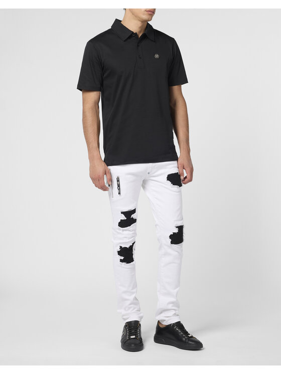 PHILIPP PLEIN PHILIPP PLEIN Polo 26257 Czarny Slim Fit