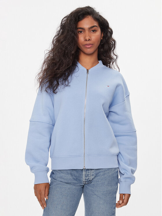 Tommy Jeans Sweatshirt Tjw Zip Thru Bomber DW0DW17957 Himmelblau Regular Fit Modivo