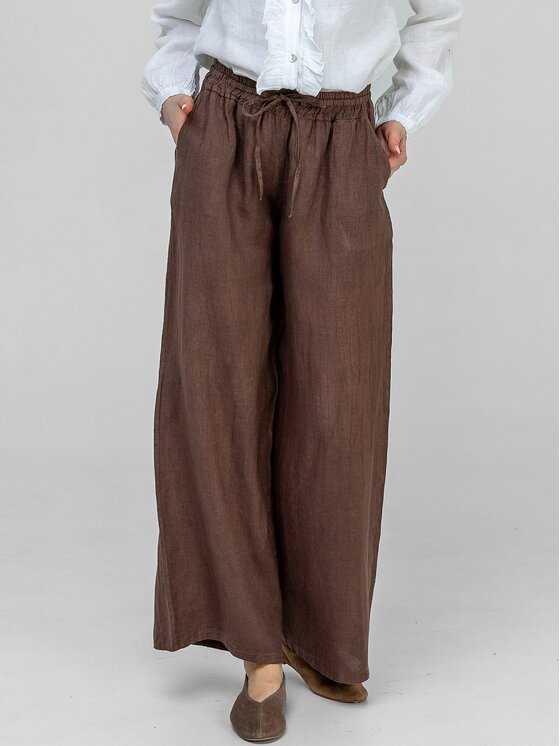 Perso Perso Spodnie materiałowe PTE267299F Brązowy Wide Leg