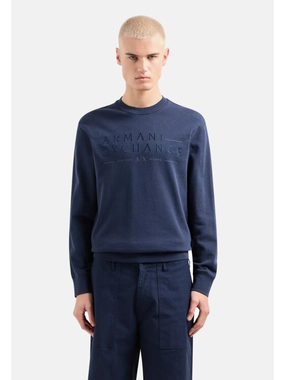 Armani Exchange Armani Exchange Mikina FELPA GIROCOLLO Modrá Regular Fit