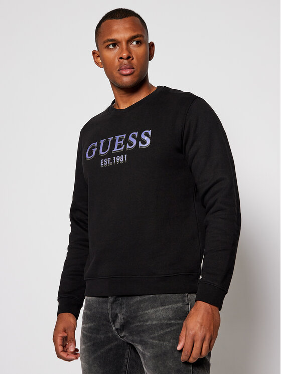 Guess Guess Džemperis ar kapuci Allen M0BQ76 K9V31 Melns Regular Fit