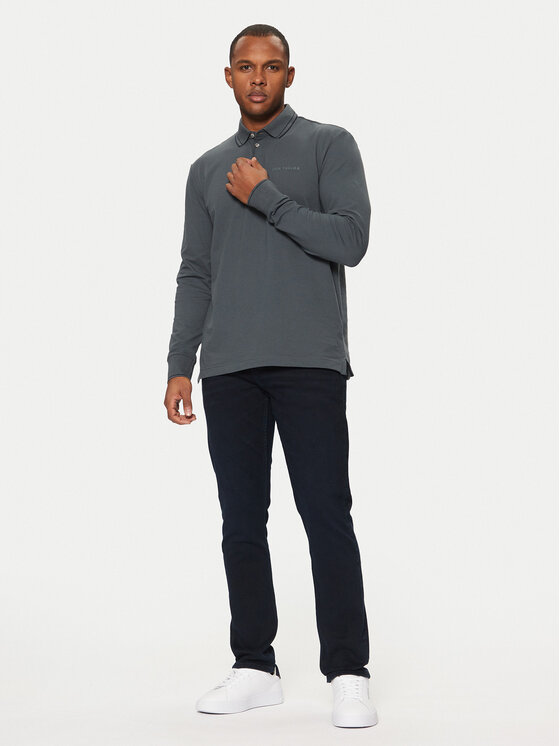 Tom Tailor Tom Tailor Тениска с яка и копчета 1043998 Сив Regular Fit