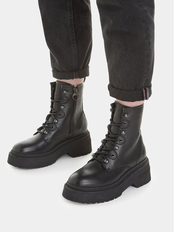 Tommy Jeans Tommy Jeans Μποτάκια Tjw Lace Up Boot Chunky EN0EN02404 Μαύρο