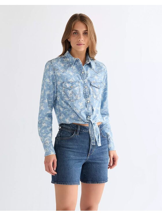 Wrangler Wrangler Koszula TIE FRONT SHIRT Niebieski Regular Fit