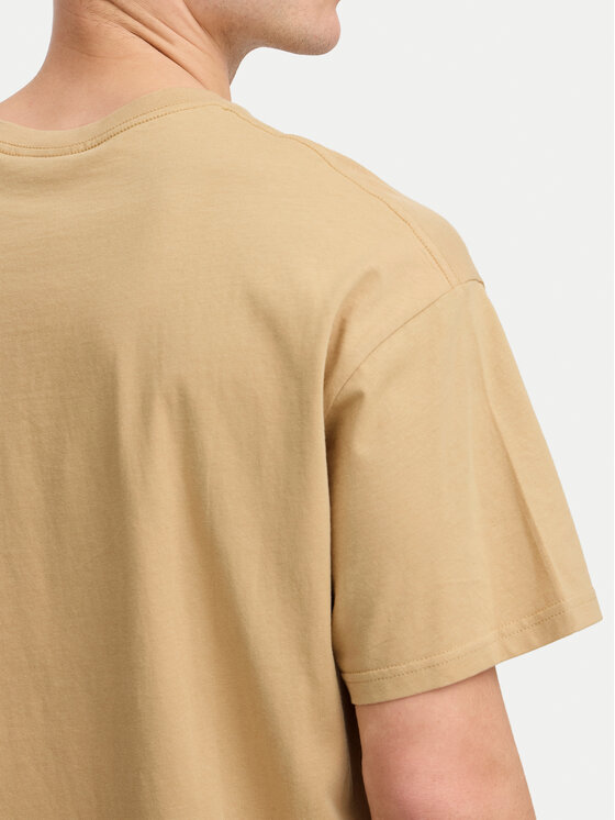 Solid Solid T-Shirt Manes 21108333 Brązowy Regular Fit
