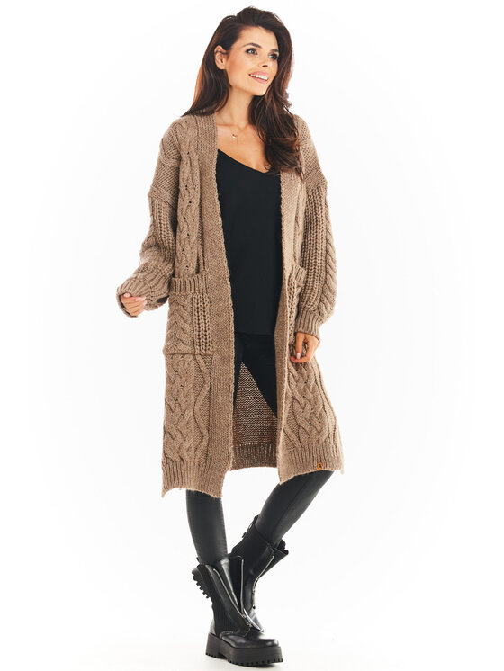 Awama Awama Sweter A393 Beżowy Basic Fit
