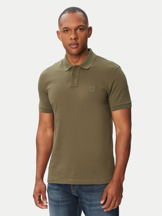 BOSS Tricou polo Passenger 50507803 Verde închis Slim Fit