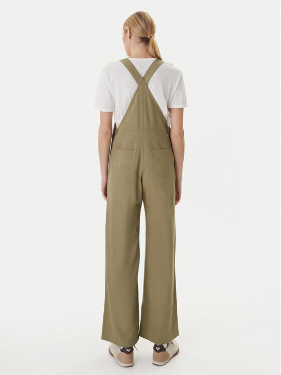 Roxy Roxy Ogrodniczki Trail Blazer ERJWO03027 Zielony Wide Leg