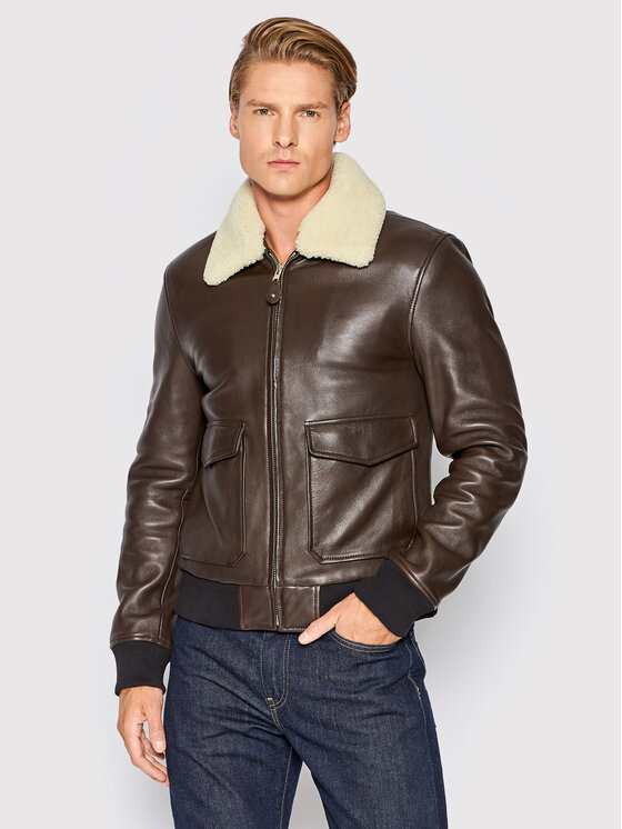 Serge Pariente Serge Pariente Lederjacke Style 18 Braun Regular Fit
