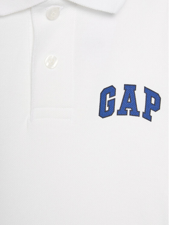 Gap Gap Тениска с яка и копчета 843607-01 Бял Regular Fit