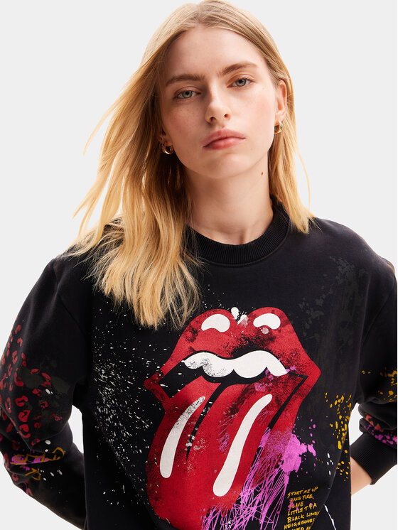 Desigual Desigual Džemperis The Rolling Stones 24SWSK39 Juoda Regular Fit