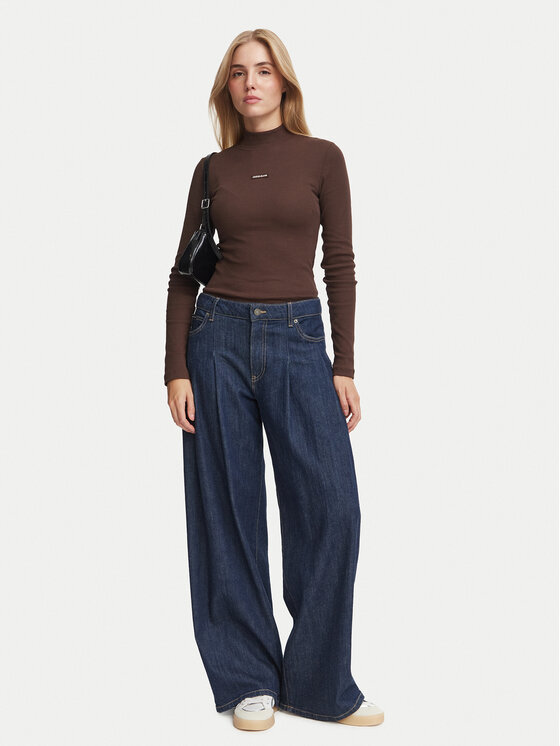 Guess Jeans Guess Jeans Blúzka W6BP06 K5471 Hnedá Slim Fit