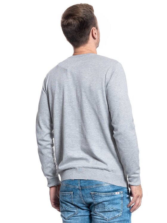 Wrangler Wrangler Sweter CREWNECK KNIT Szary Regular Fit