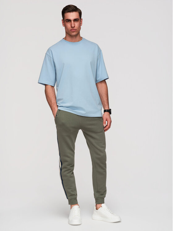 Ombre Ombre Spodnie dresowe P1519 Zielony Regular Fit