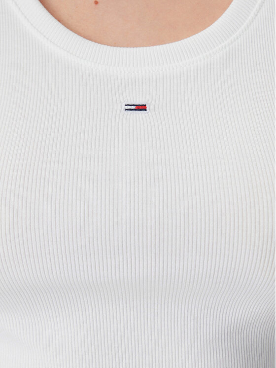 Tommy Jeans Tommy Jeans Top Essential DW0DW20673 Biały Slim Fit